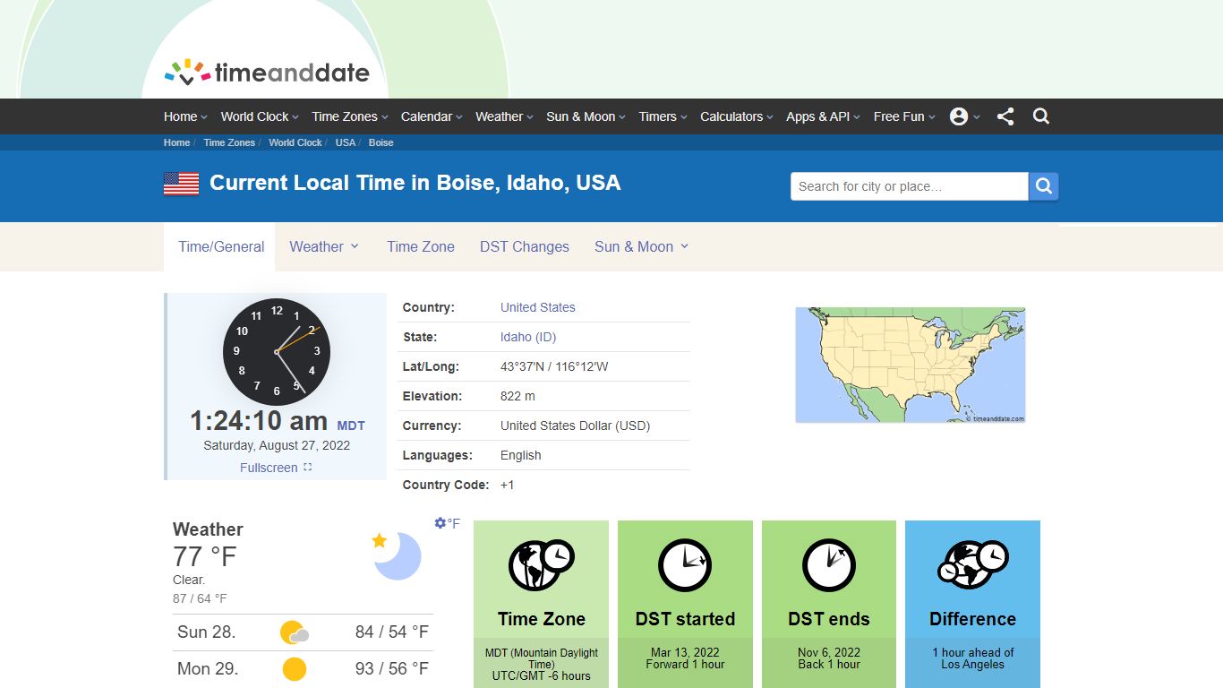 Current Local Time in Boise, Idaho, USA - Time and Date