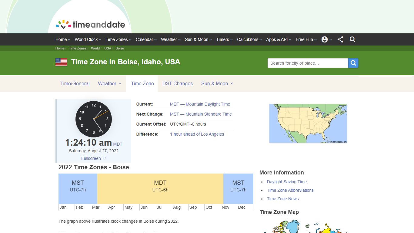 Time Zone & Clock Changes in Boise, Idaho, USA - Time and Date