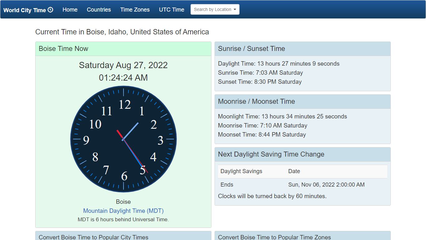 Current Time in Boise - WorldCityTime